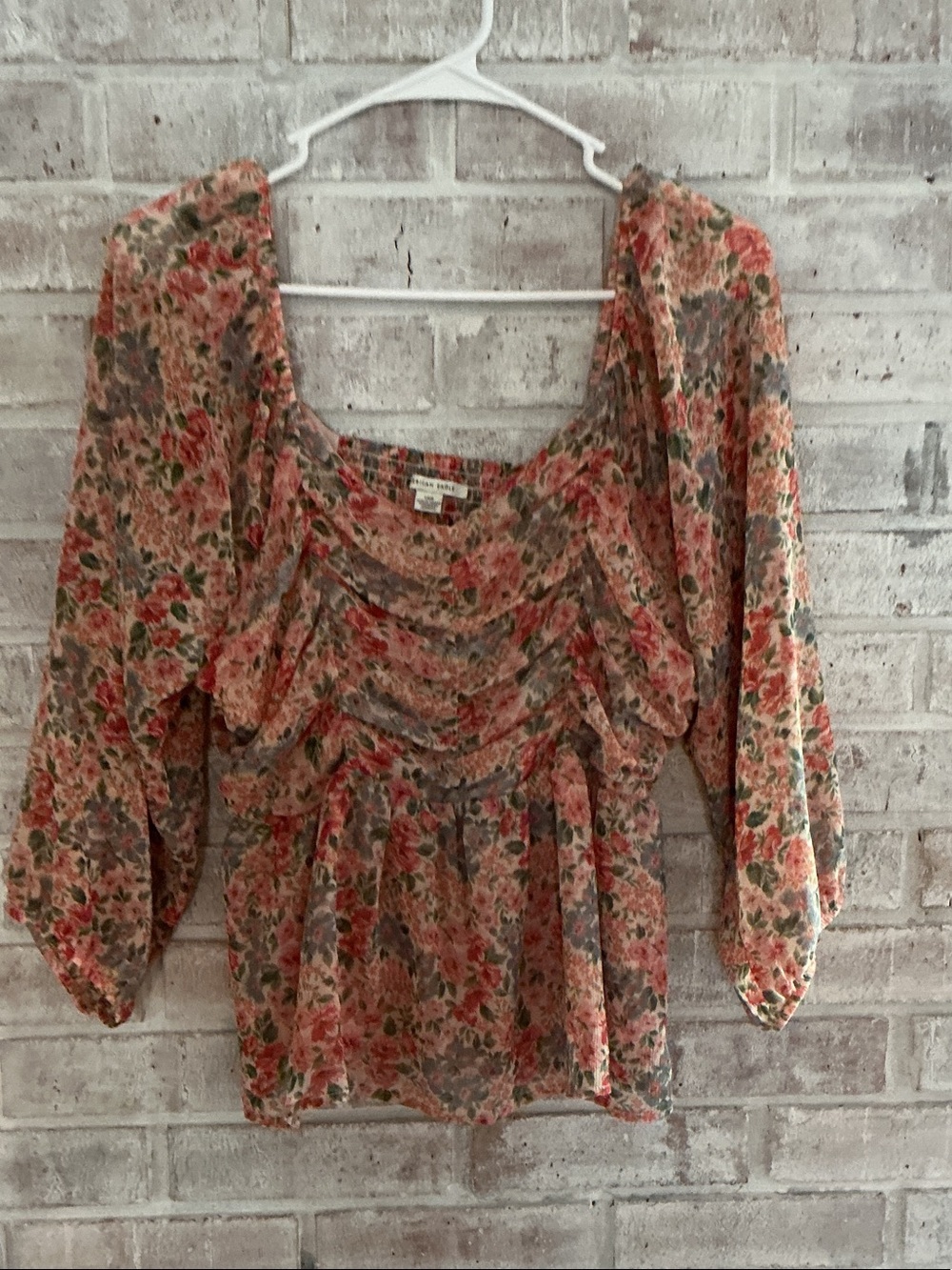 American Eagle Outfitters Pink Floral Sheer Blouse